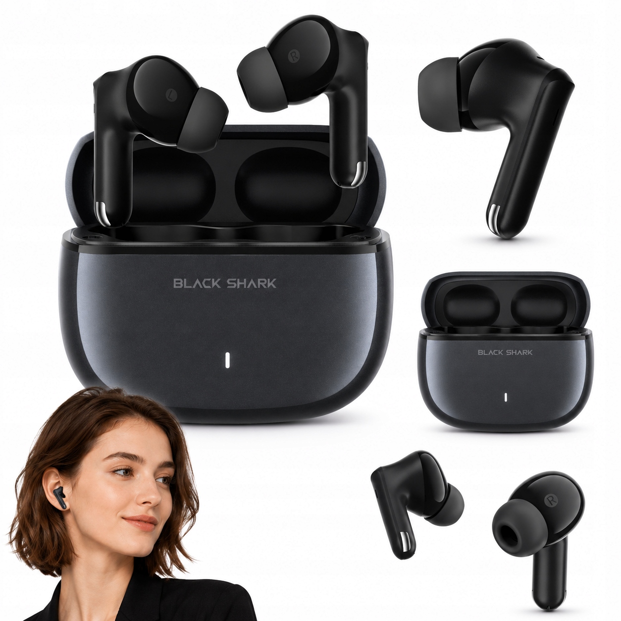 Słuchawki bezprzewodowe 5.4 bluetooth dokanałowe czarne Niskie opóźnienie