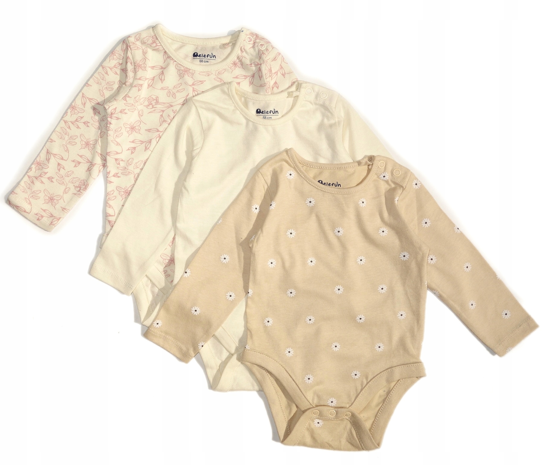 

Body Dziewczęce 3 Pack Długi Rękaw Motyl Kwiaty 80
