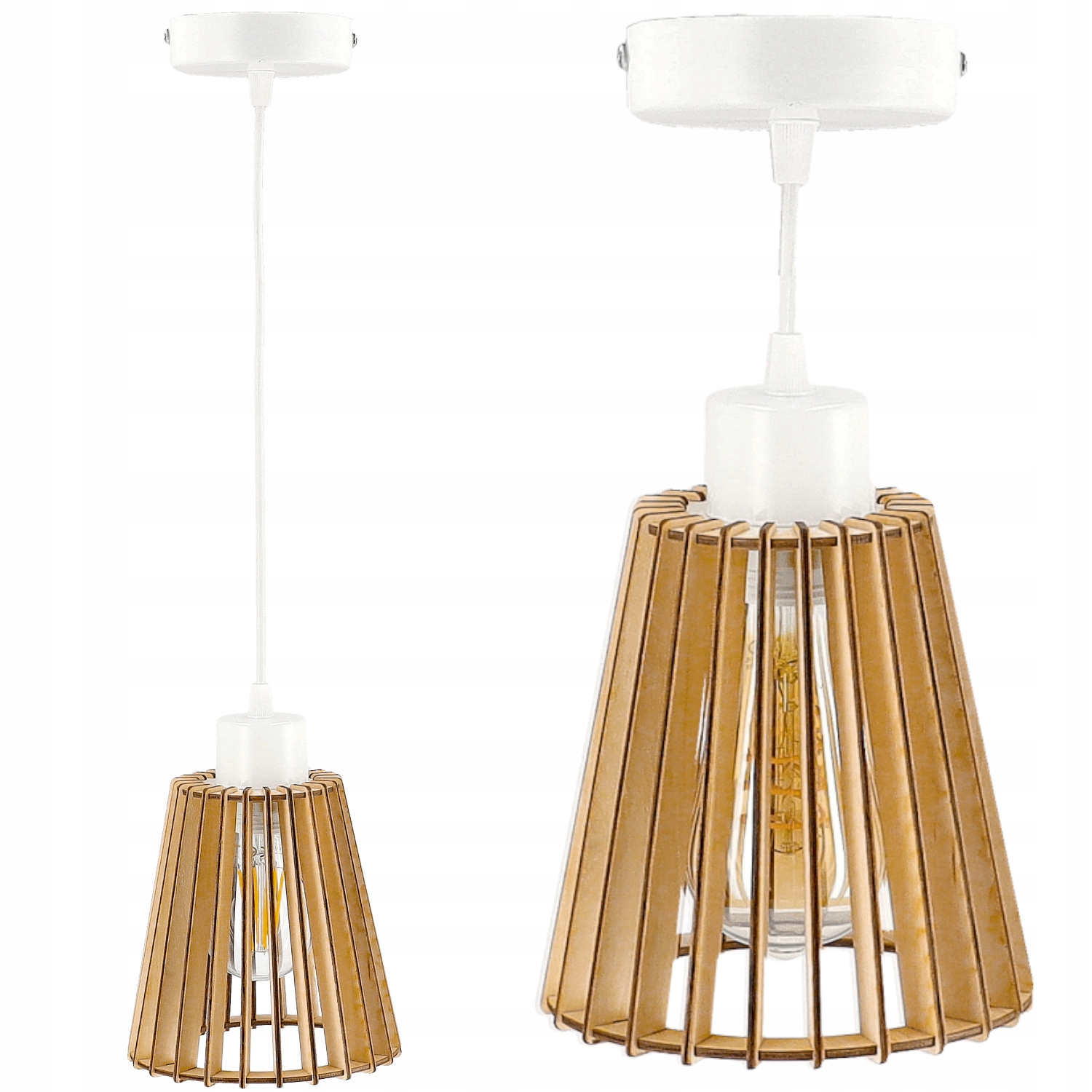 

Lampa Wisząca Drewniana Biała Drewniana LUCA04 E27