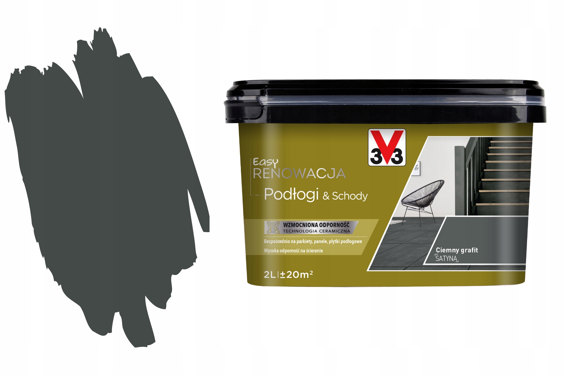 3V3 Easy Renovace Pvc Kafli Dlaždice Schody Garáž Boazeria Grafitová 2000ML