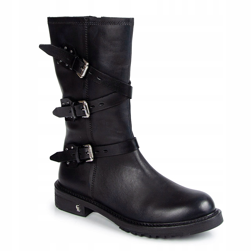 Carinii B9843 Kotníkové Boty Workery Kůže Lico Černé 37