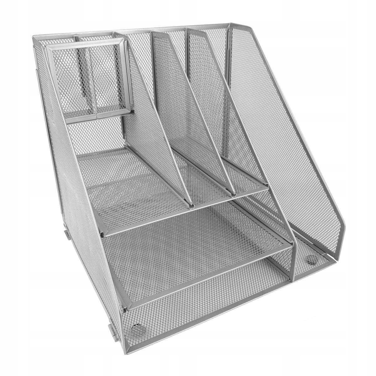 

Przybornik Na Biurko Organizer A4 Metal Srebrny