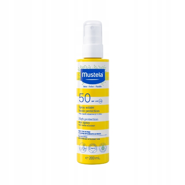 Mustela Sun, spray przeciwsłoneczny do twarzy i ciała, Spf 50, 200 ml