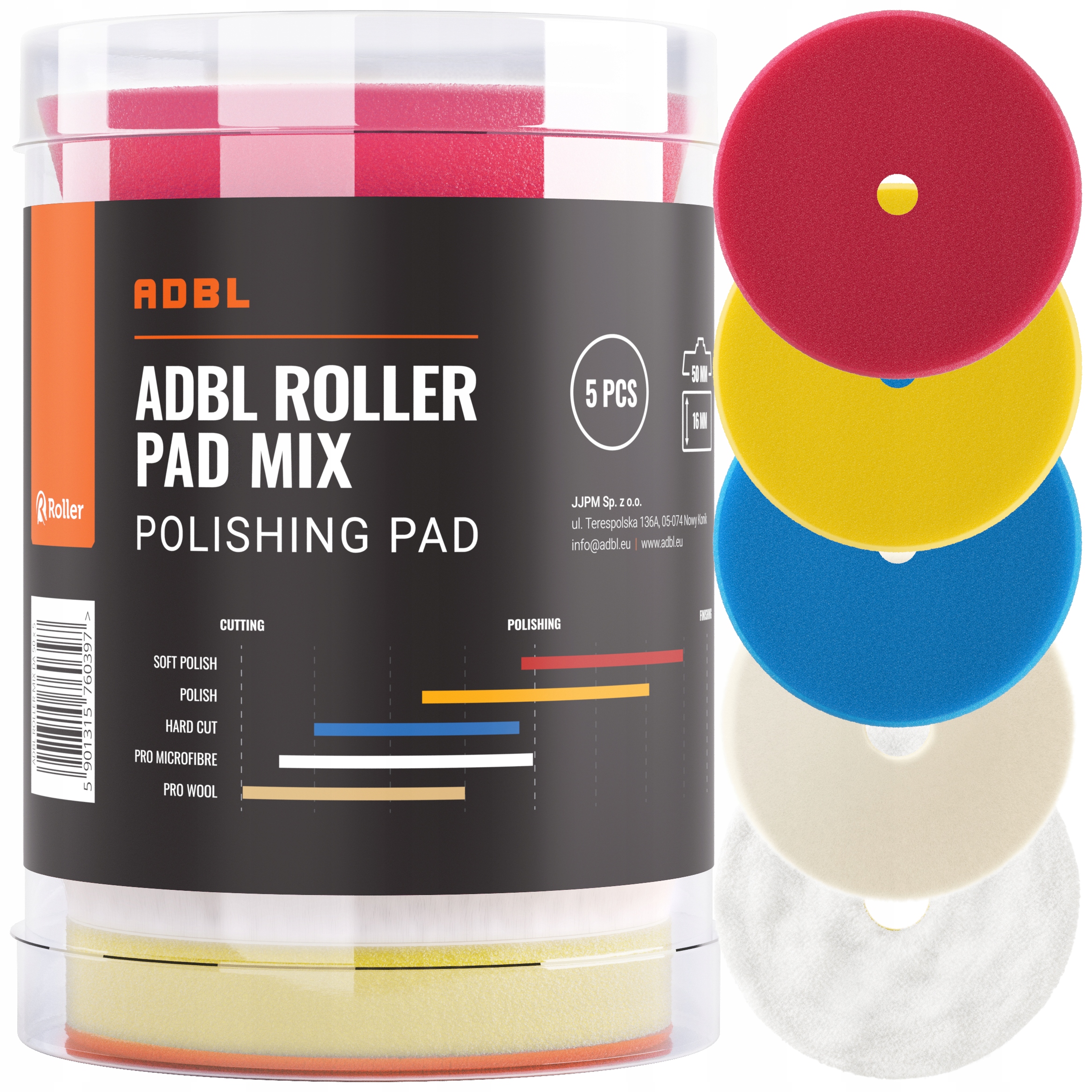 Adbl Roller Pad MIX Da 50mm 5szt. Zestaw Mini Padów Polerskich