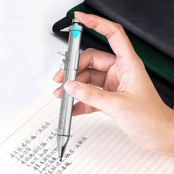 Suwmiarka z długopisem 0-100mm - niebieski - 2w1 Rodzaj analogowa