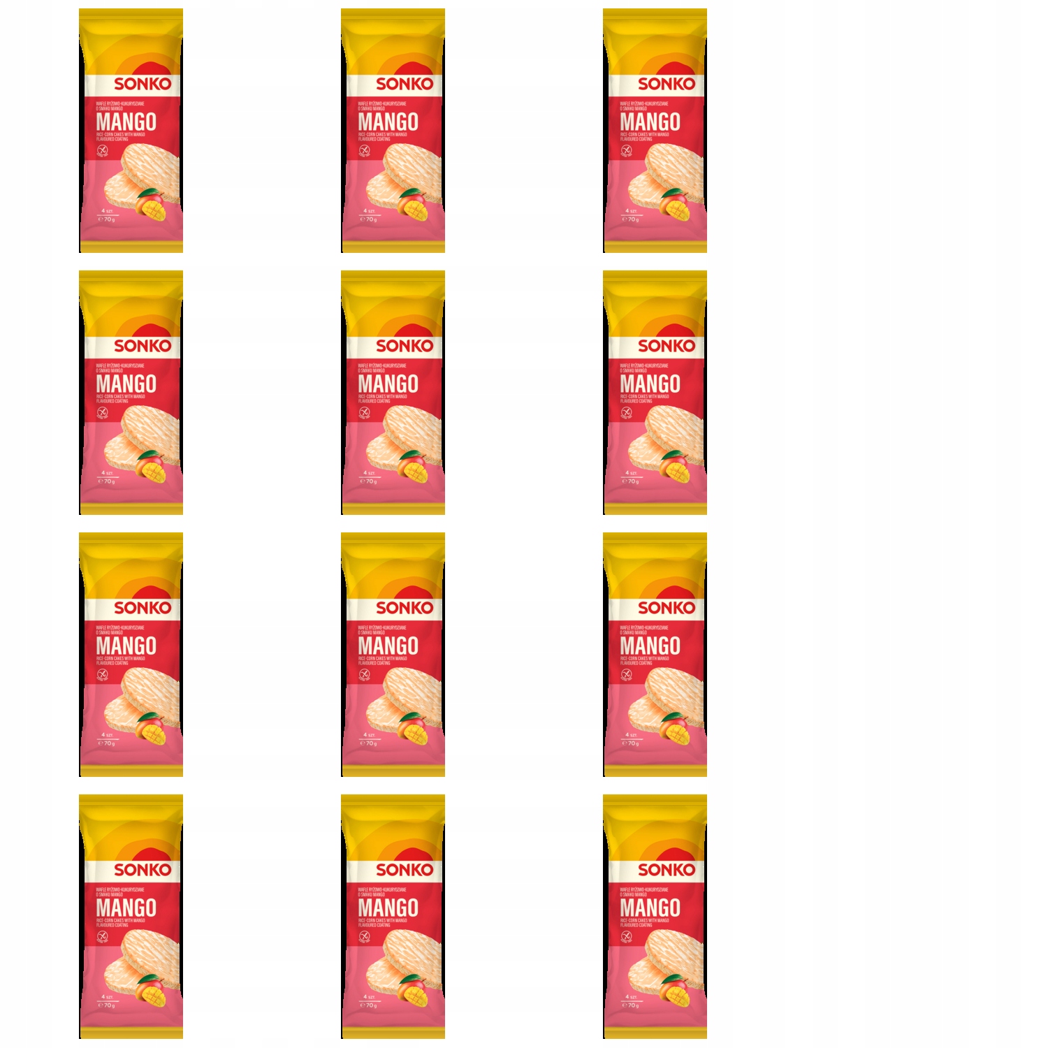 Levně 12 x 70 g Sonko rýžově kukuřičné oplatky mango Karton