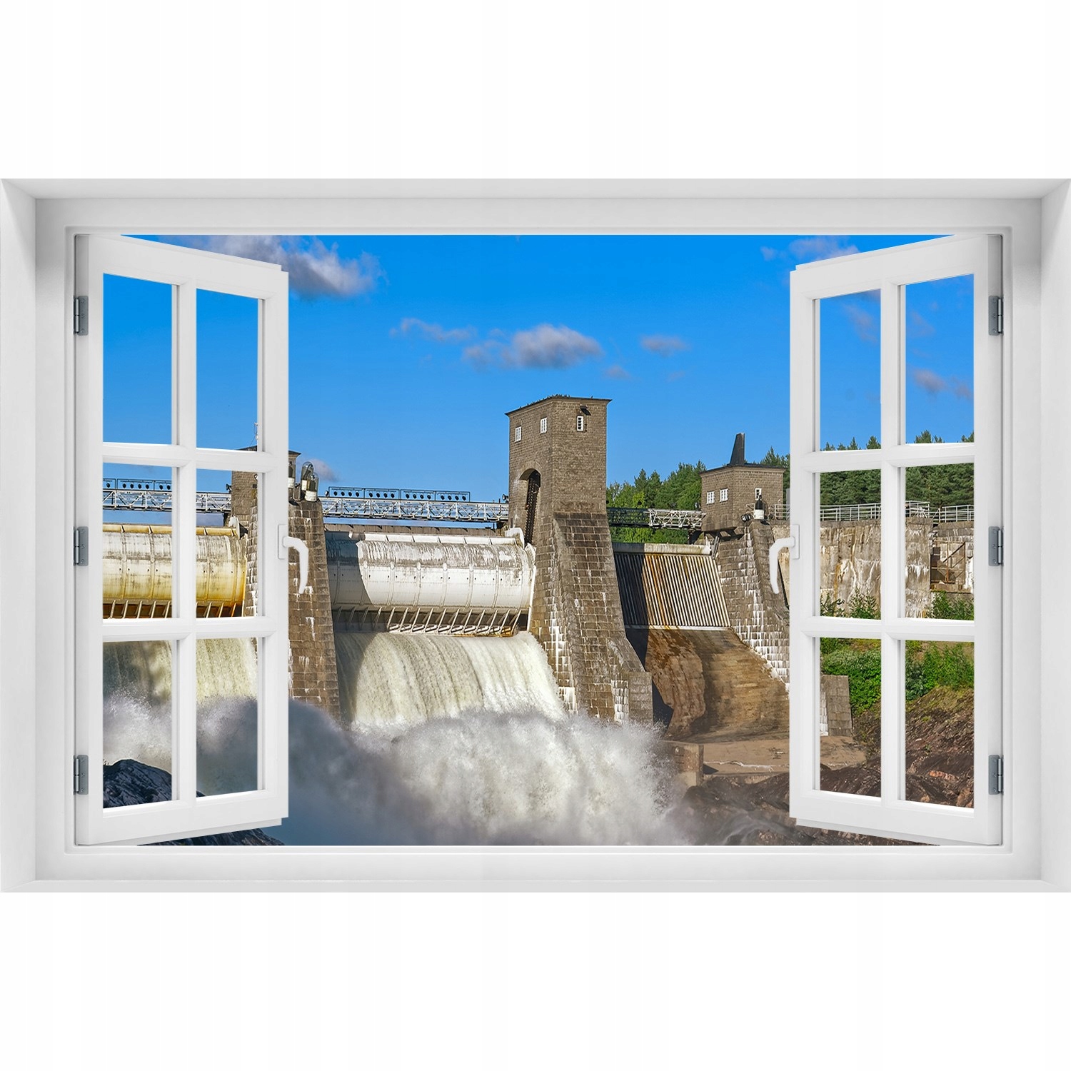

Naklejka na ścianę 3D Okno Zapora wodna 120x80