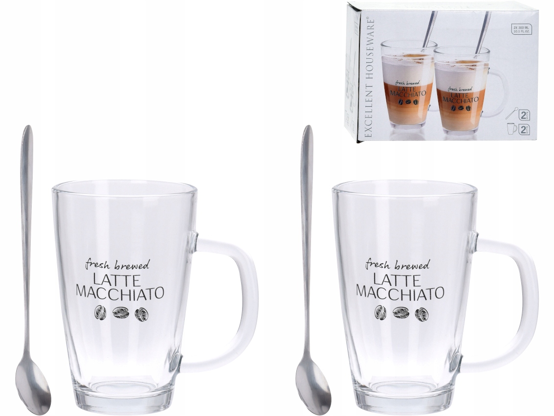 

Szklanka 300 ml Łyżeczka do Kawy Latte 2 kpl