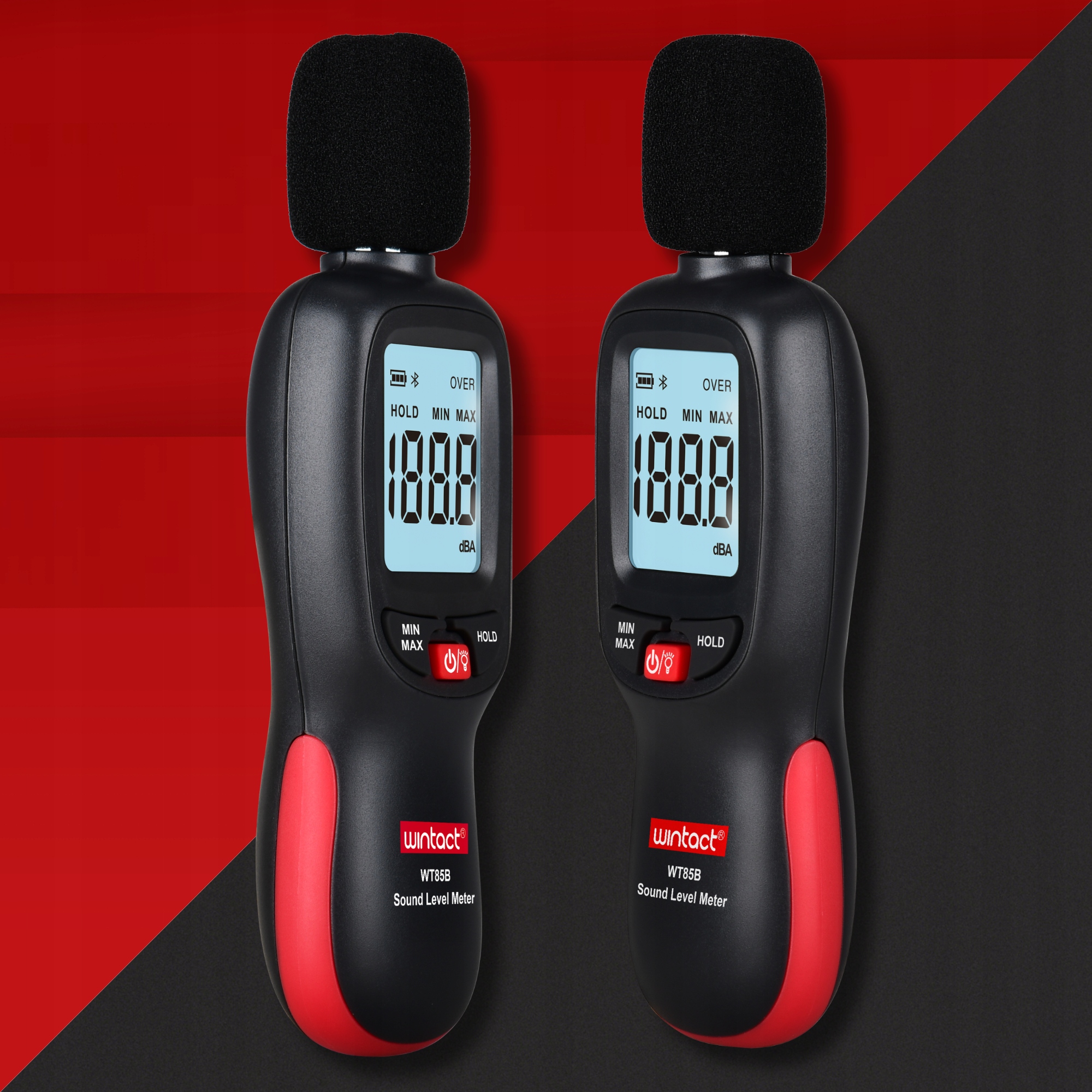 DECYBELOMIERZ SONOMETR MIERNIK POZIOMU NATĘŻENIA DŹWIĘKU BLUETOOTH 30-130dB Model WT85B