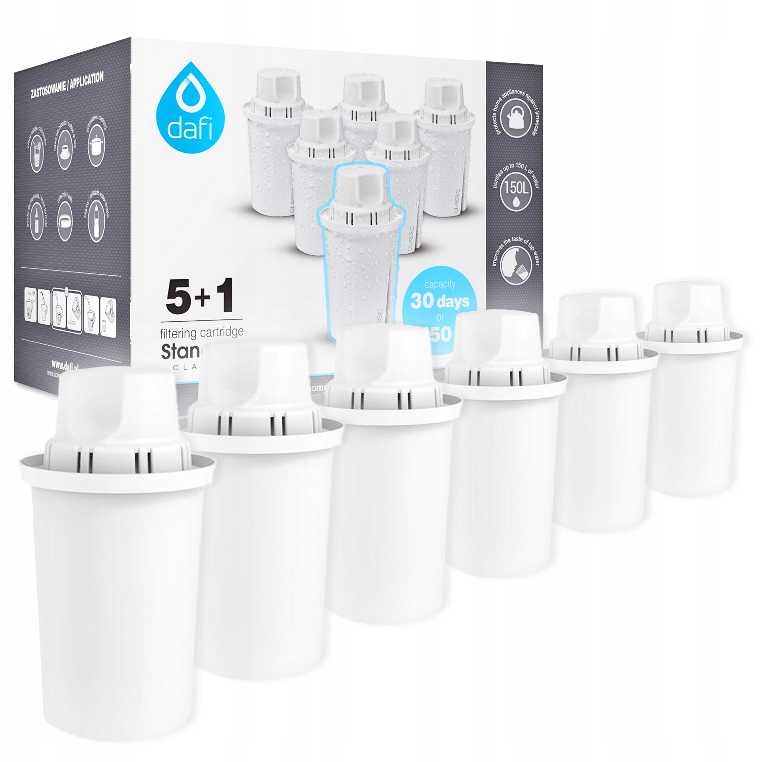 6 Szt Filtr Wkład Dafi Classic Do Dzbanka Crystal