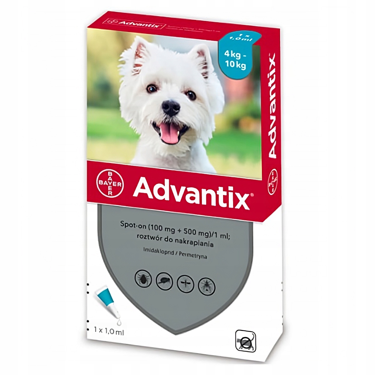 Bayer Advantix Krople Na Kleszcze Dla Psów 4-10kg 4x1ml Na Pasożyty