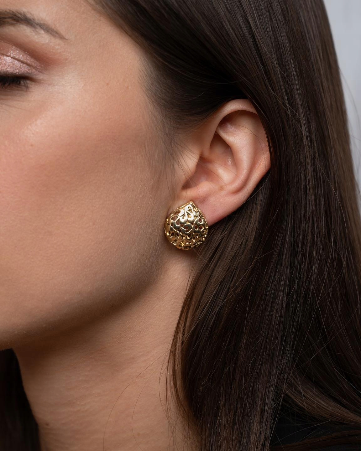 KLIPSY ZŁOTE Damskie na Uszy Pozłacane 24K Ażurowe Duże Biżuteria COLIBRA Marka Colibra