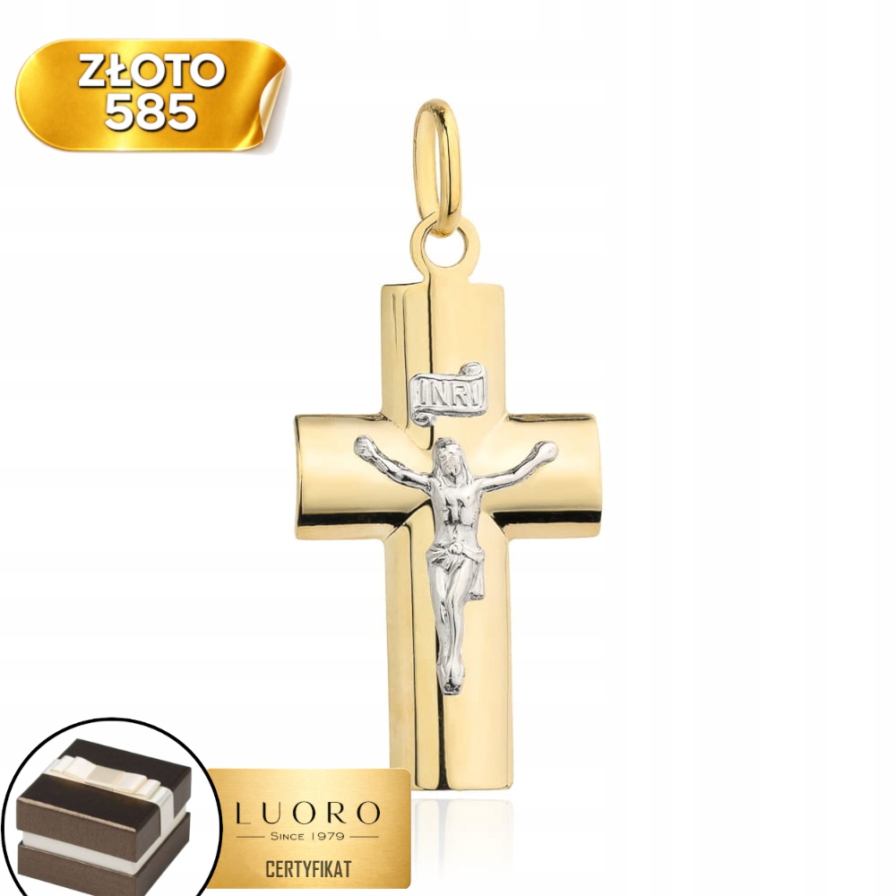 Zlatý Křížek 585 14K S Ukřižovaným Ježíšem 30 MM Elegantní Dárek