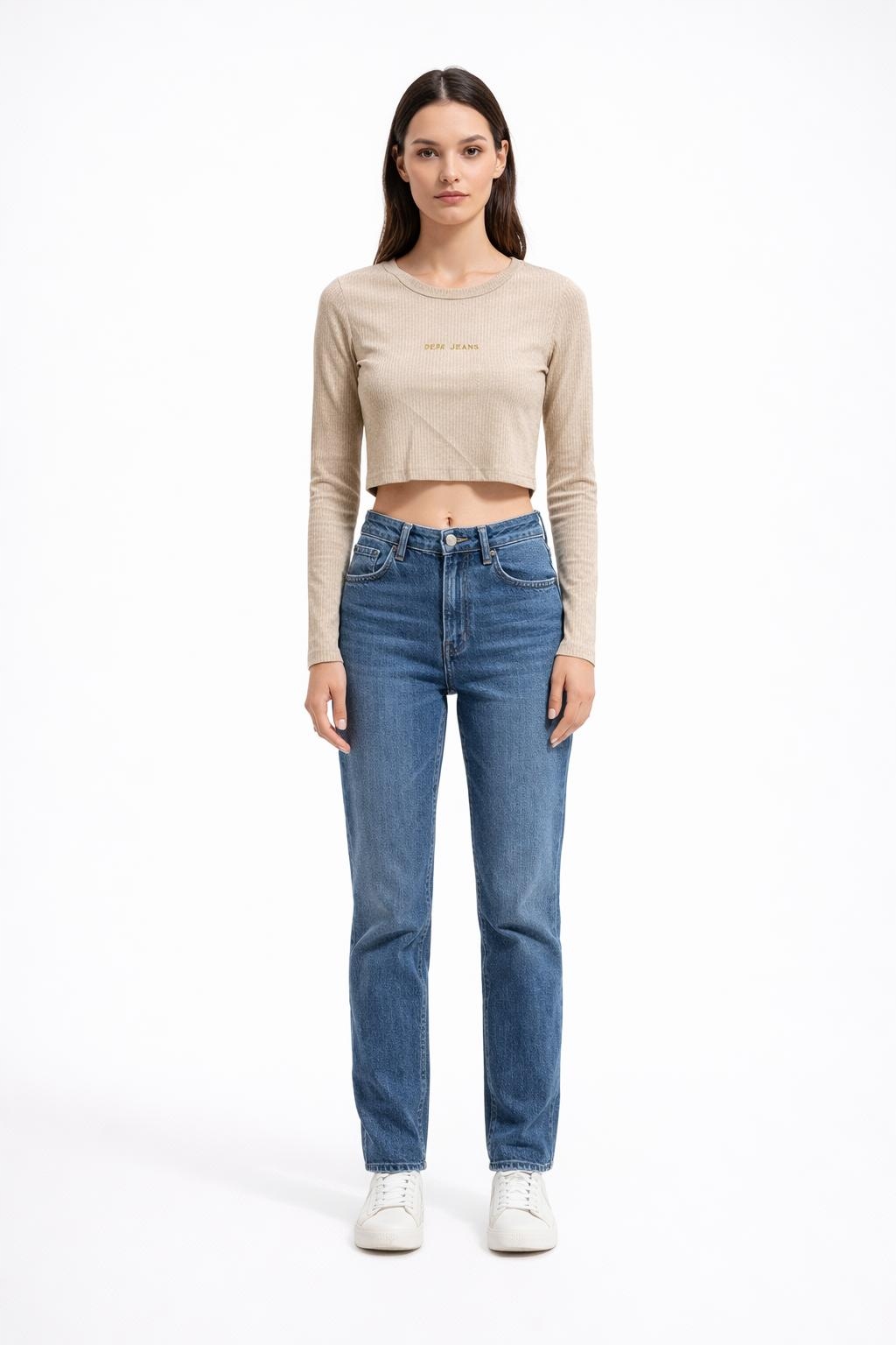 Pepe Jeans Béžová Dámská Krátká Halenka S Dlouhým Rukávem Awa