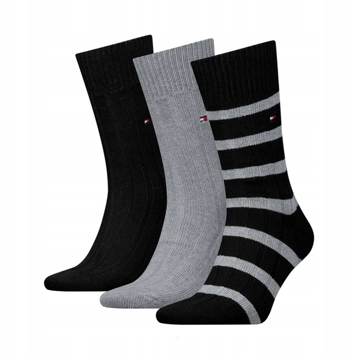Dárková sada ponožky 3 páry Tommy Hilfiger Men 701235377 Černá