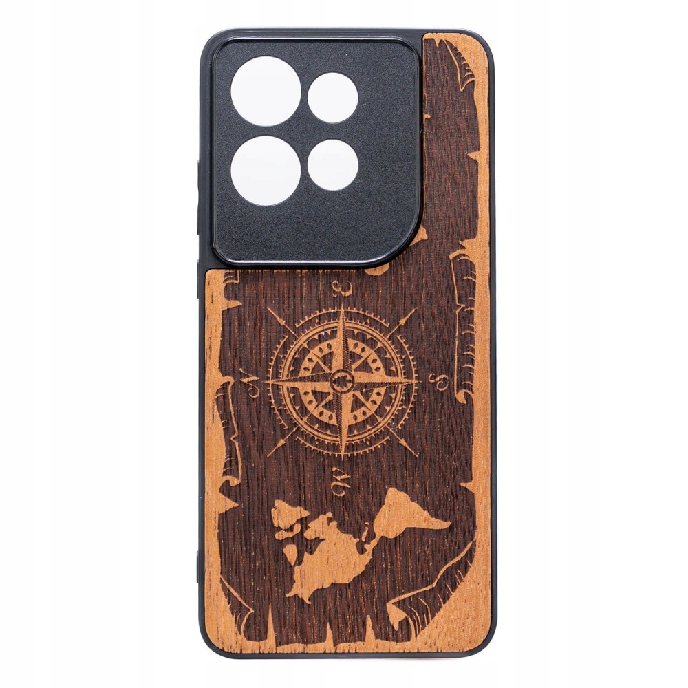 Dřevěné Pouzdro Bewood pro Motorola Edge 50 Neo 60 Neo Růže Větrů Merbau