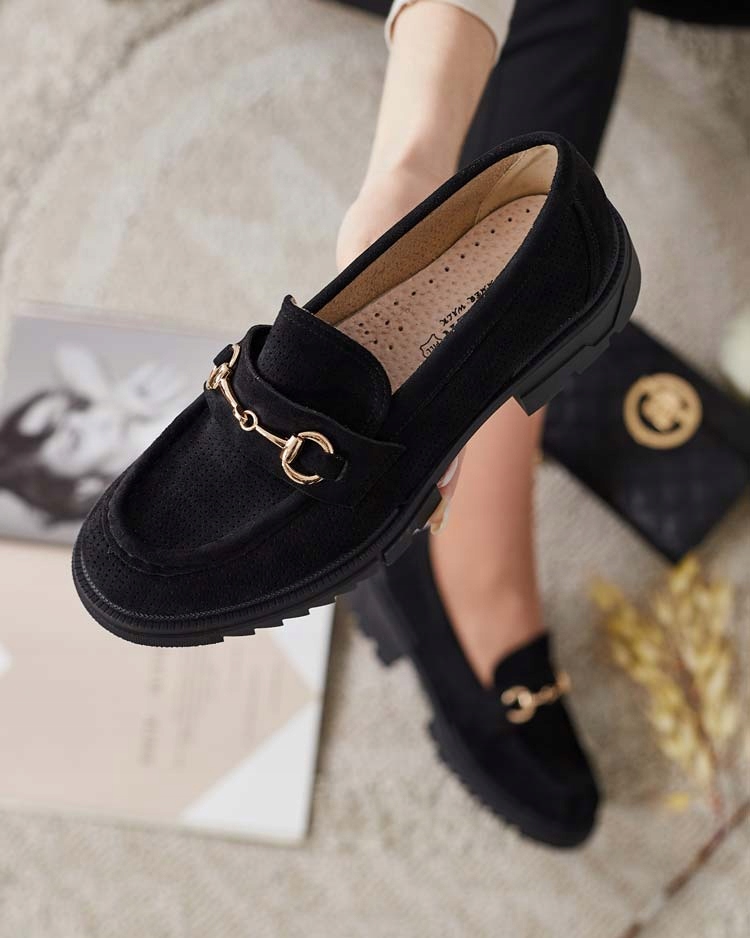 CZARNE MOKASYNY DAMSKIE Z OZDOBĄ IMERILLA 39 Kod producenta C1112A