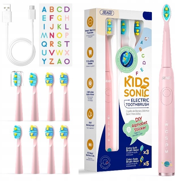 Szczoteczka Soniczna Dla Dzieci Personalizowana Od 6 Lat Ładowanie Usb Pink