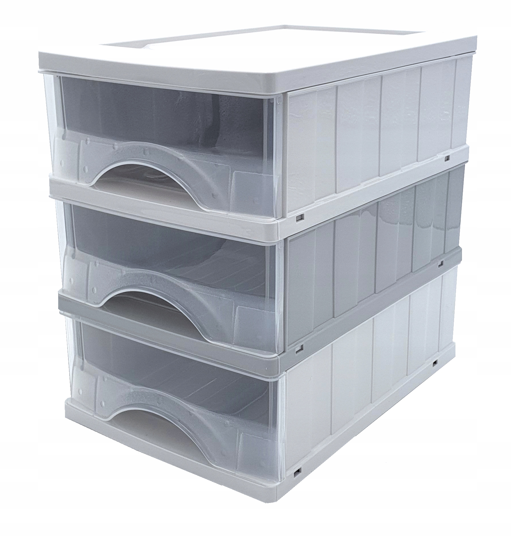 SZUFLADKI pojemnik organizer półeczki przybornik Kolor odcienie szarości i srebra