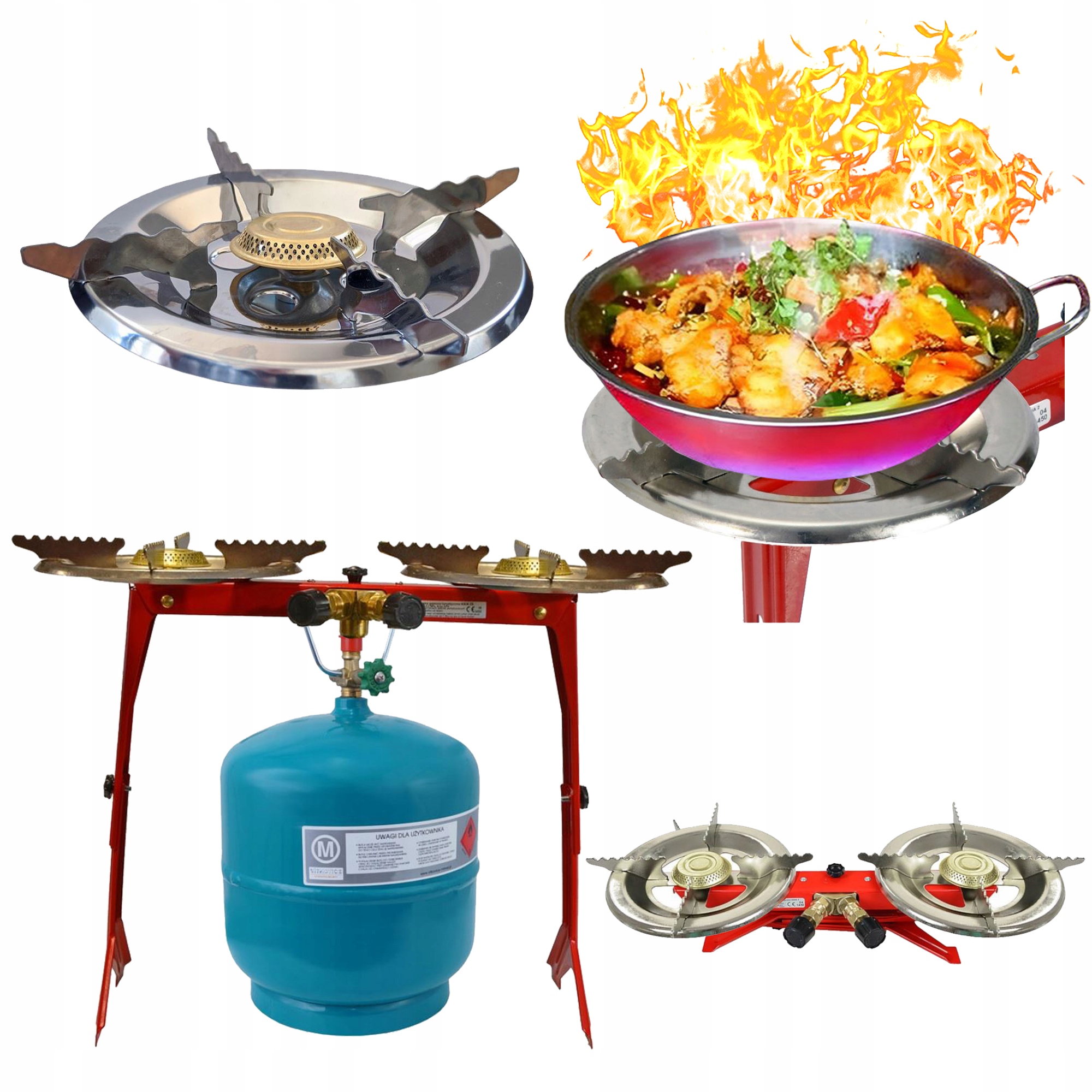 Kuchenka turystyczna podwójna dwa palniki Ø21cm 2x1,8kW Butla 3KG