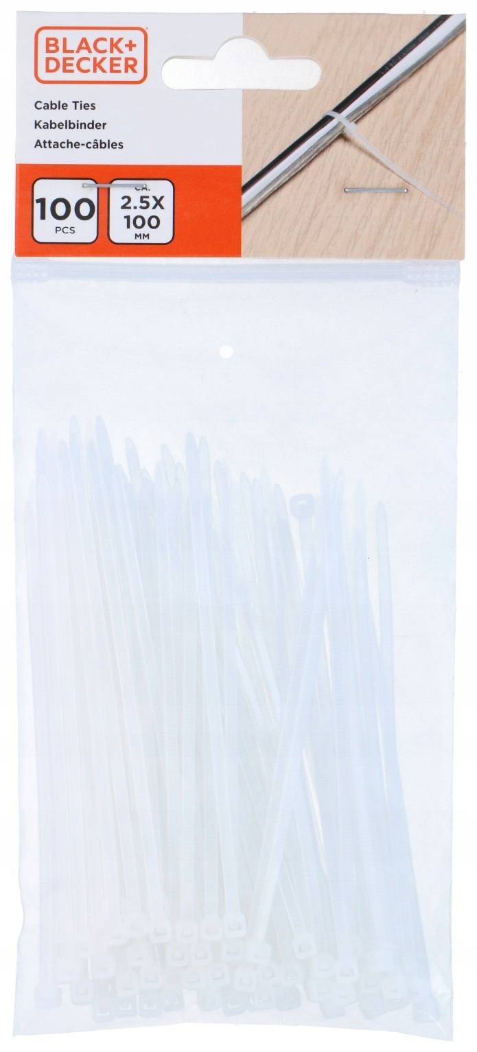 100x OPASKI ZACISKOWE Black&Decker KABLOWE ZIPERKI TRYTKI UV MOCNE 2,5x100 Rodzaj opaska zaciskowa