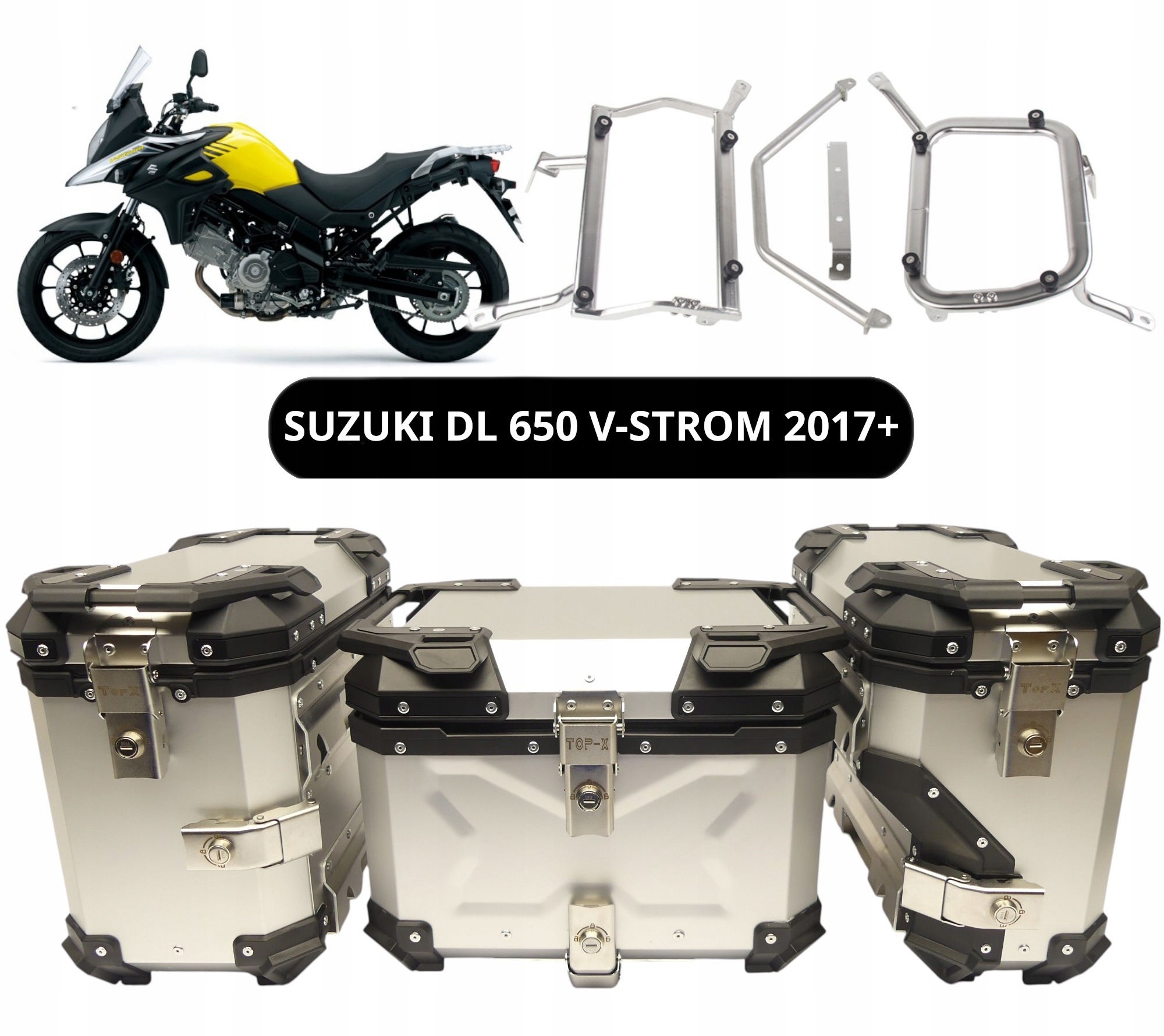 Eloxované Hliníkové Kufry Suzuki DL 650 DL650 V-strom 17+ TopX