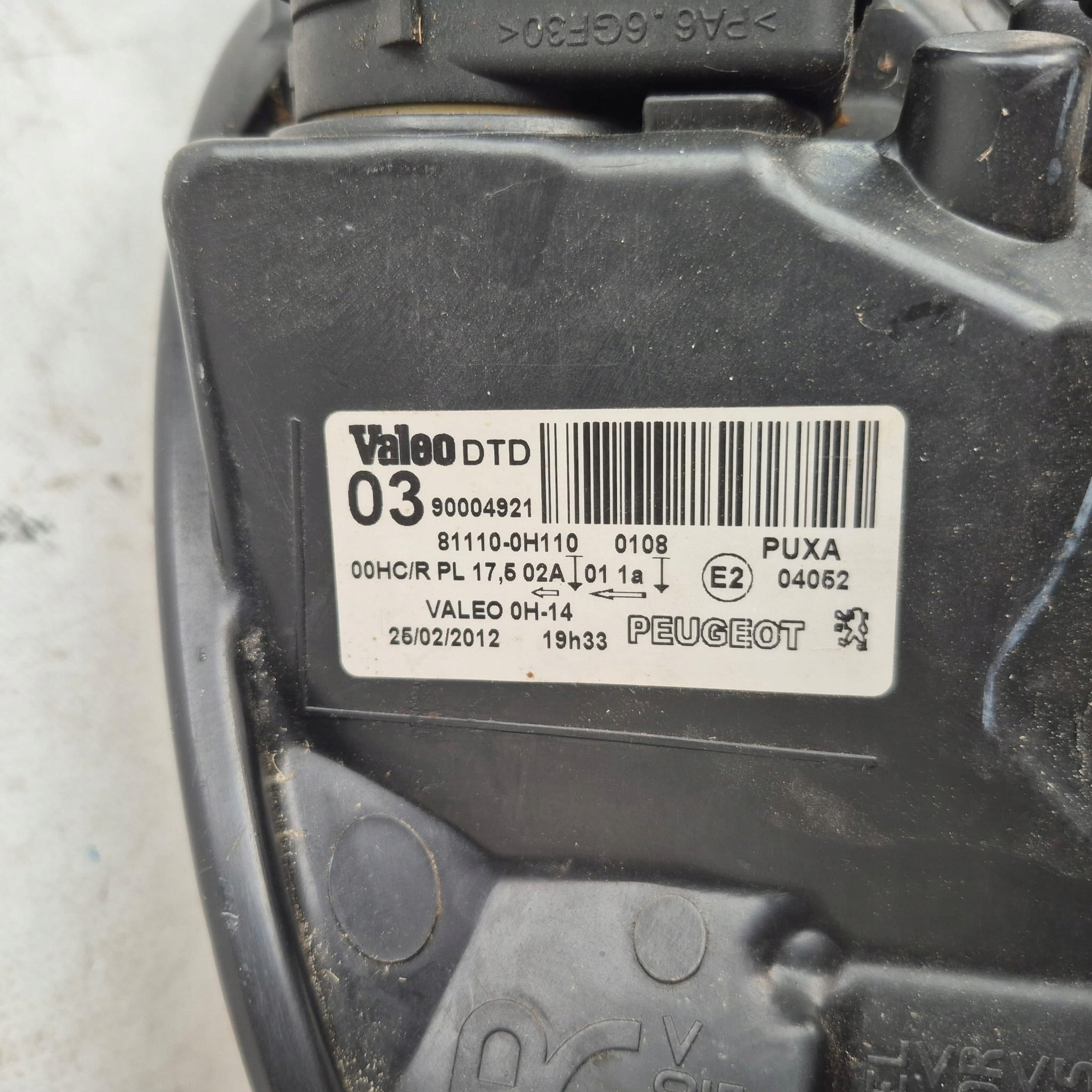 PEUGEOT 107 LIFT 08- light right front front 81110-0H110