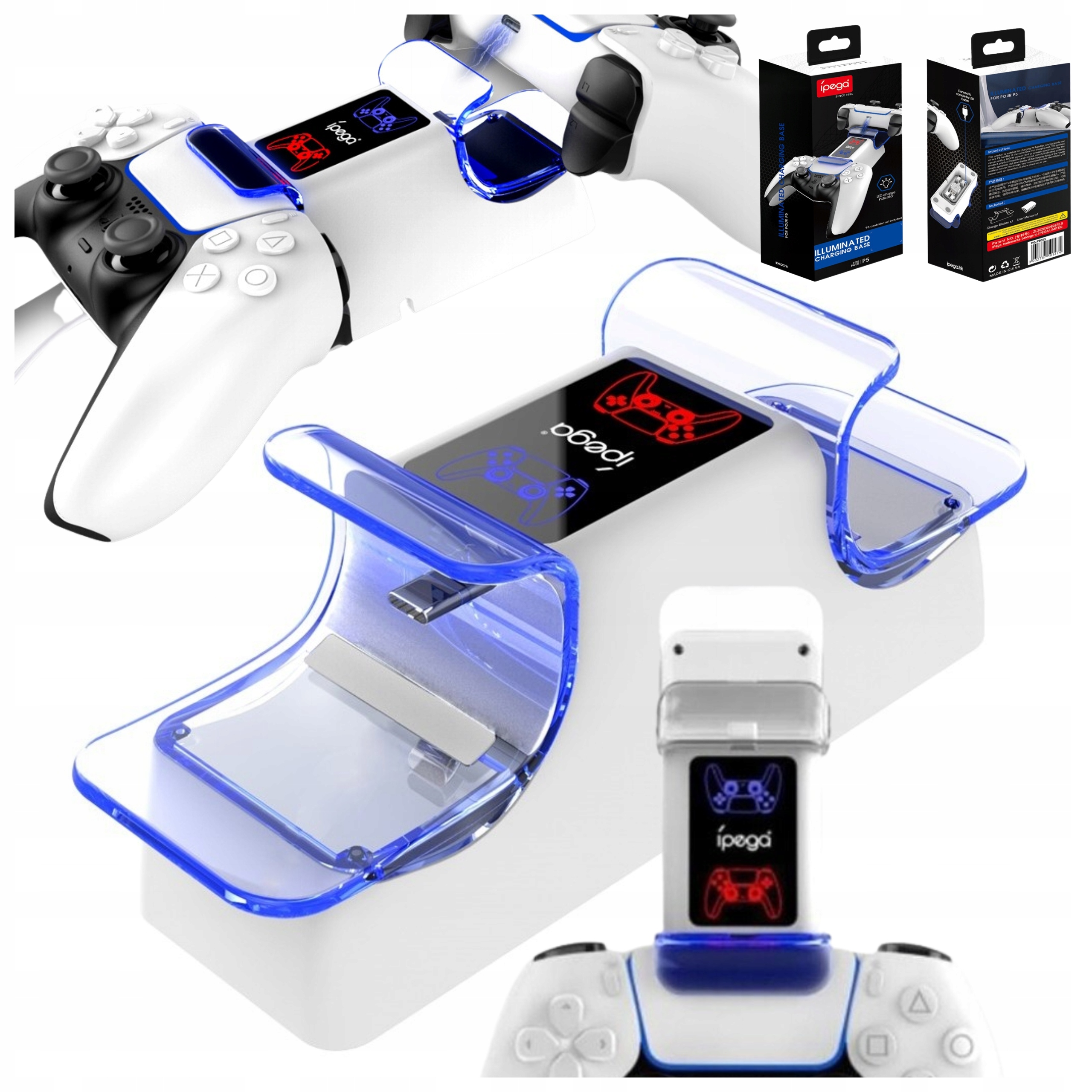 PODWÓJNA ŁADOWARKA STACJA DOKUJĄCA IPEGA DO DWÓCH KONTROLERÓW PADÓW PS5