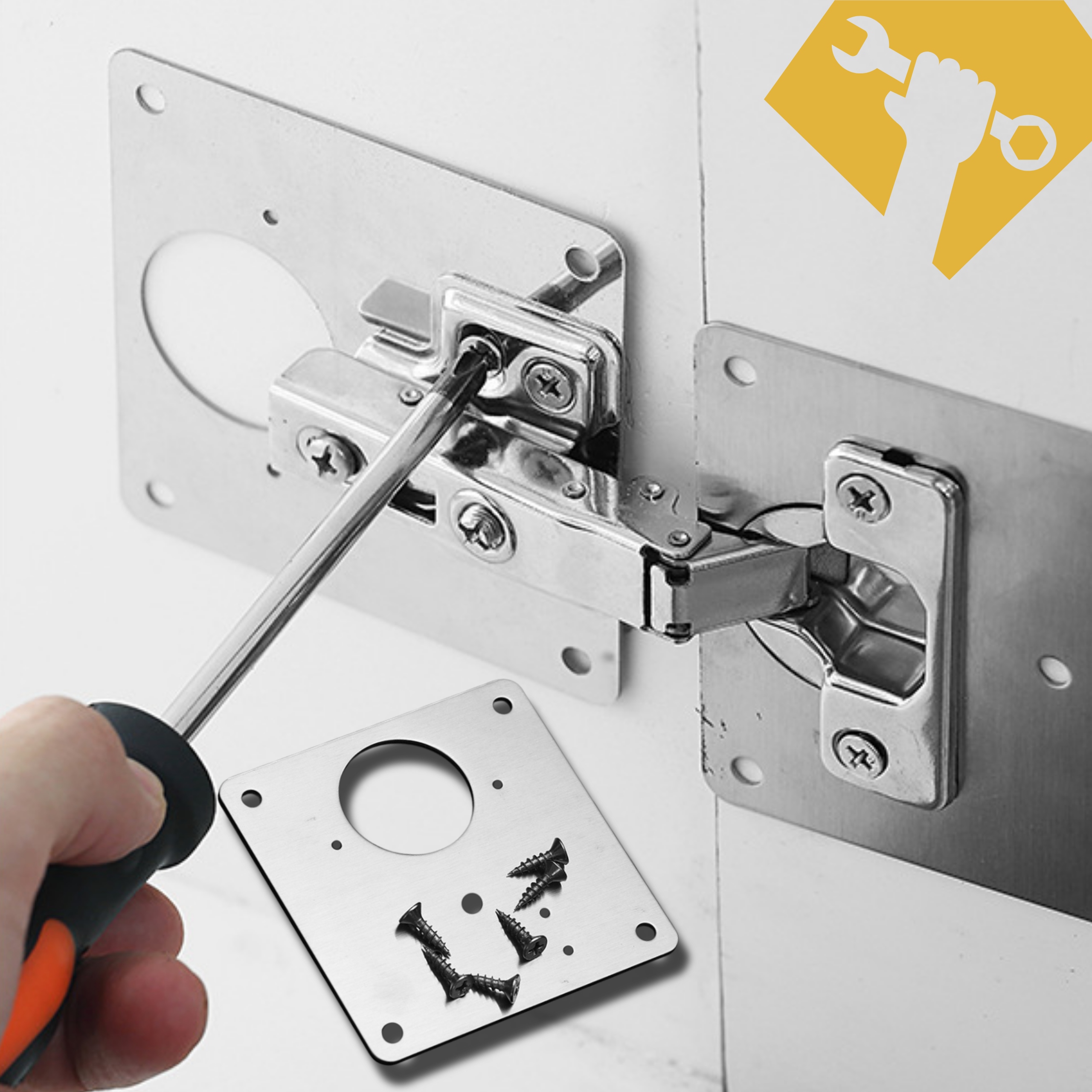 ZESTAW DO NAPRAWY ZAWIASÓW PŁYTKA BLASZKA NAPRAWCZA ZAWIASU KLEJ GRATIS Wysokość maksymalna 90 mm