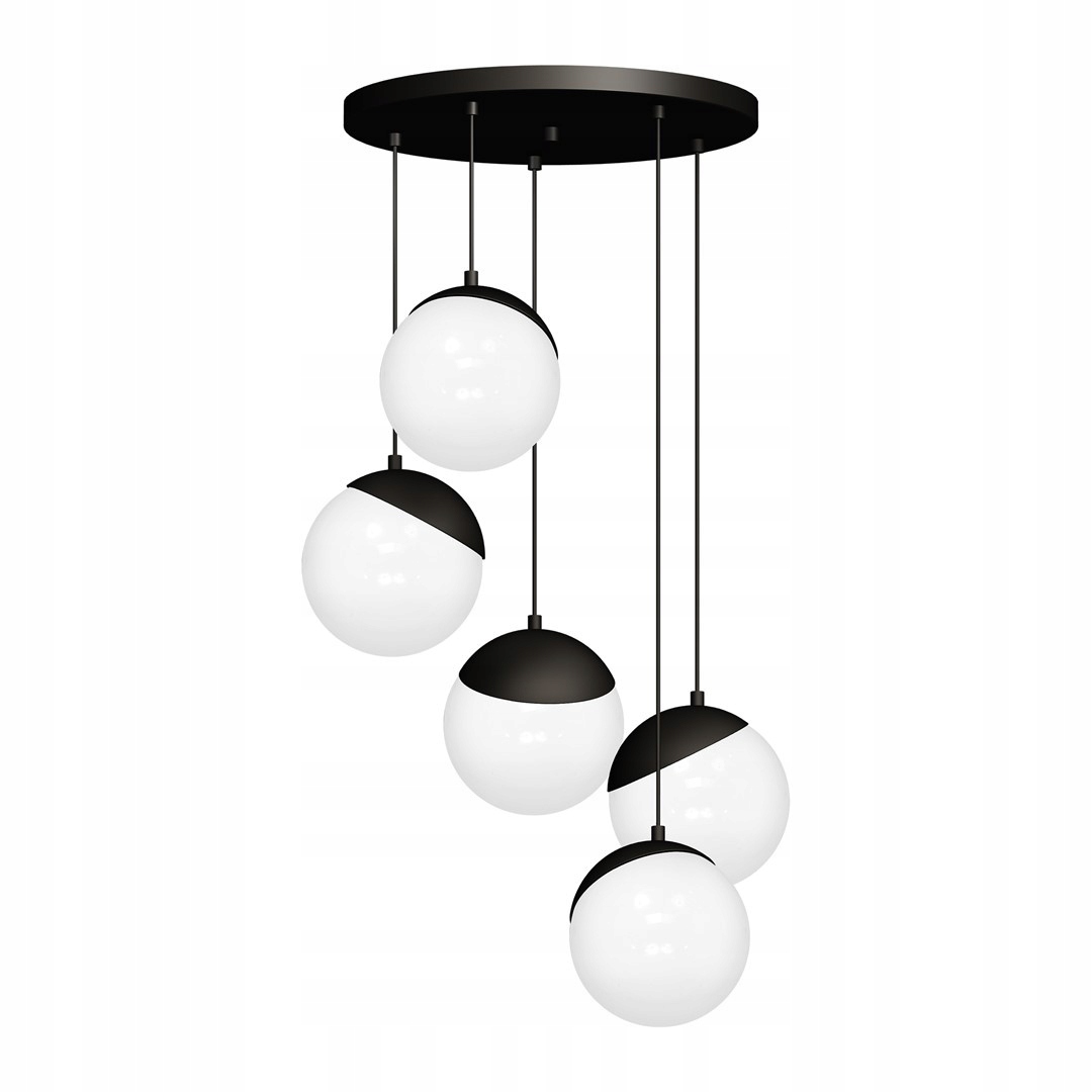 Závesná lampa 5 guličiek x E14 Sfera Black MLP8869 Eko-light