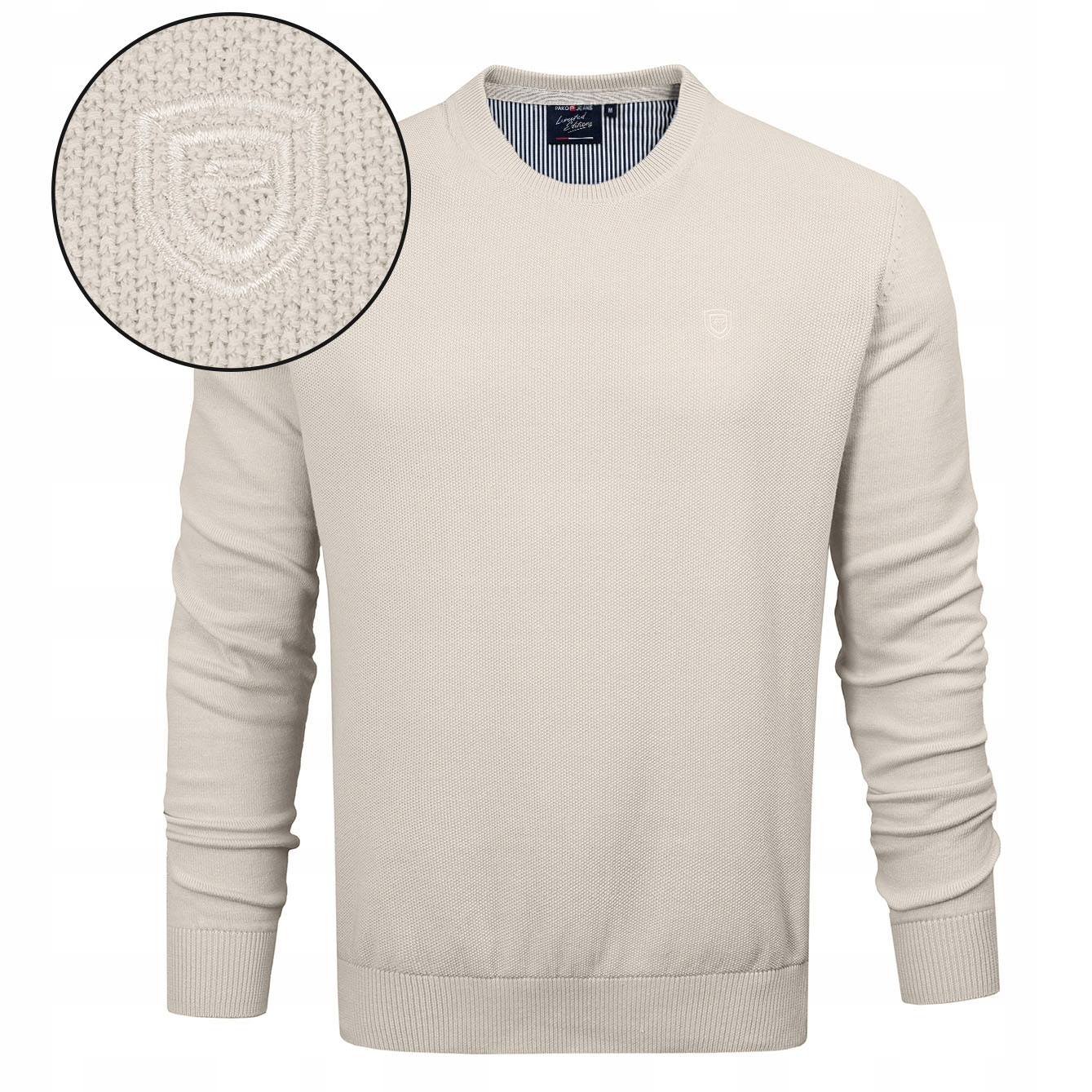 Elegantní pánský svetr Klasický Světle Béžový Bavlněný XL Pako Jeans