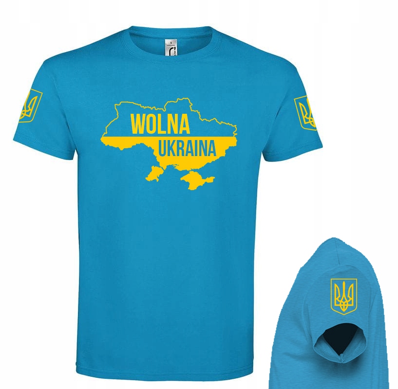 

niebieska koszulka T-Shirt Wolna Ukraina herb
