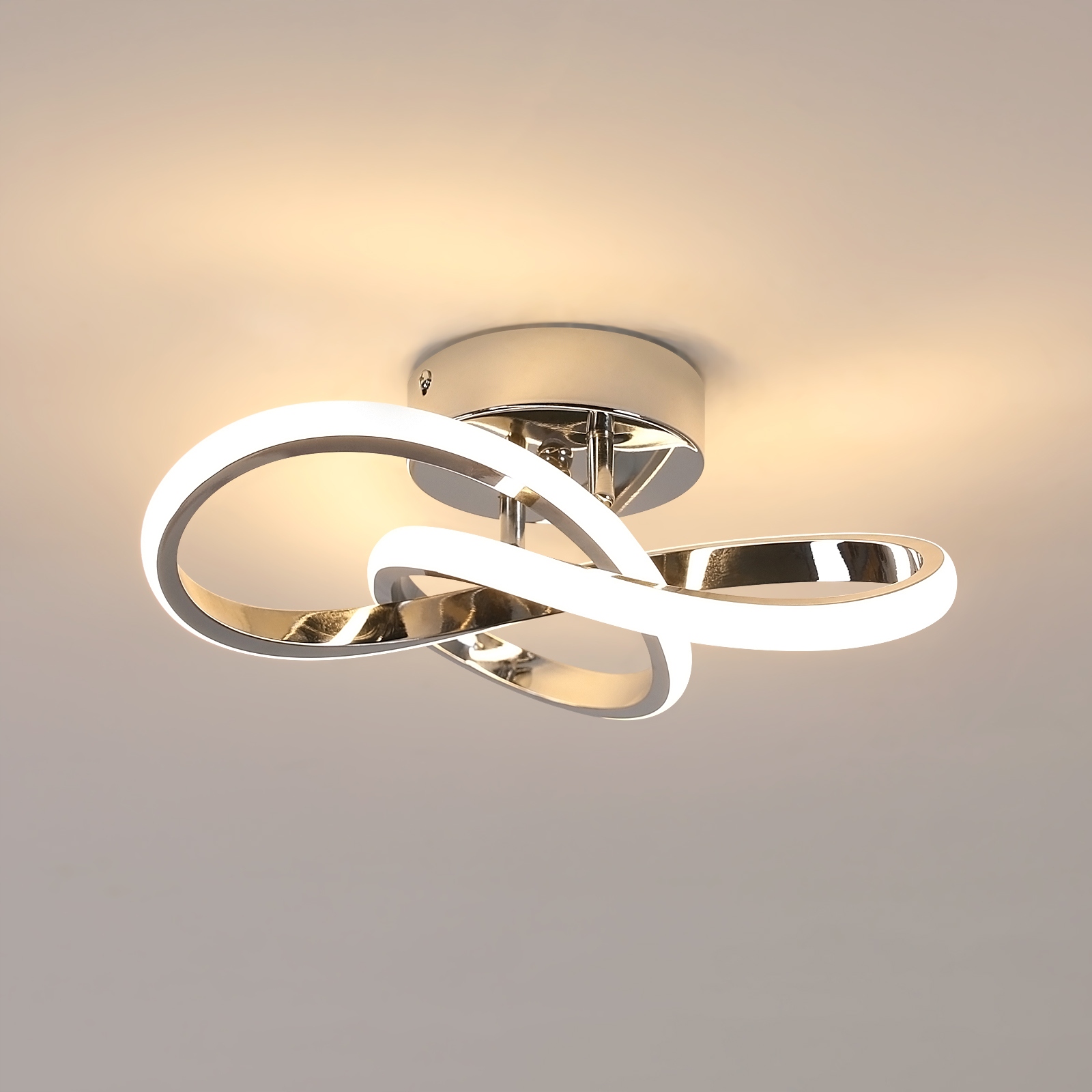 Lampa Sufitowa Nowoczesny Żyrandol Led Plafon Chrom 30W 3000K Do Kuchni