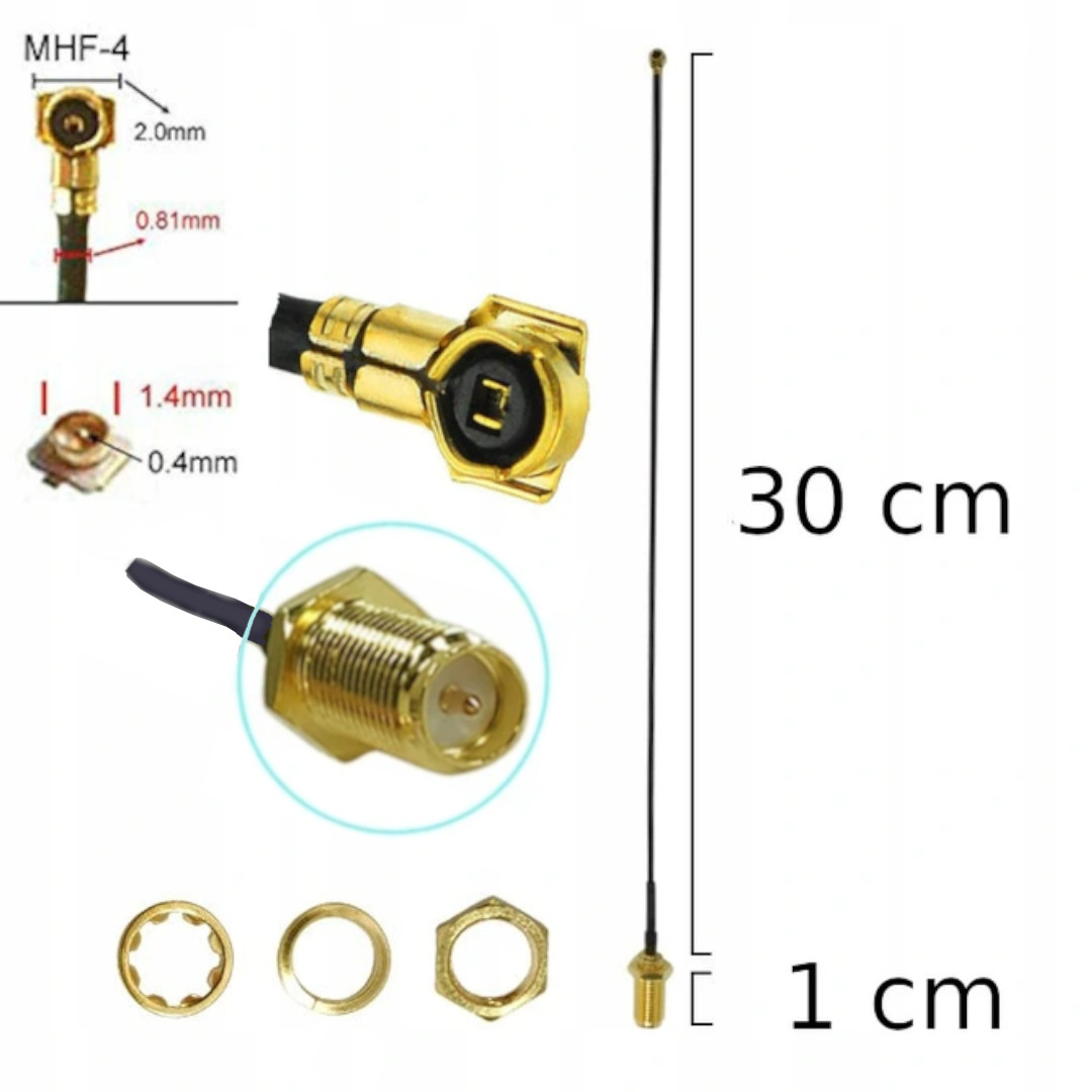 

Adapter MHF4 Ipx Ipex - Sma Rp-gniazdo 0,81mm 30cm