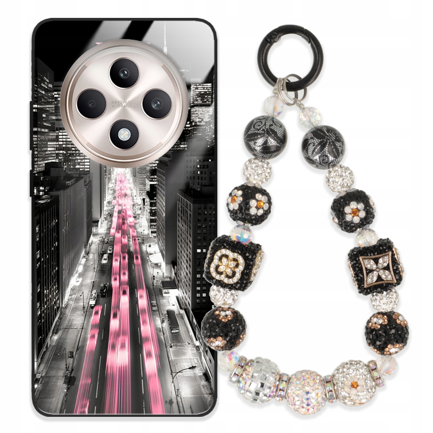 Pouzdro Pro Oppo Reno 12F 4G Glass Přívěsek Na Klíče Elegantní |kryt Premium Vzory