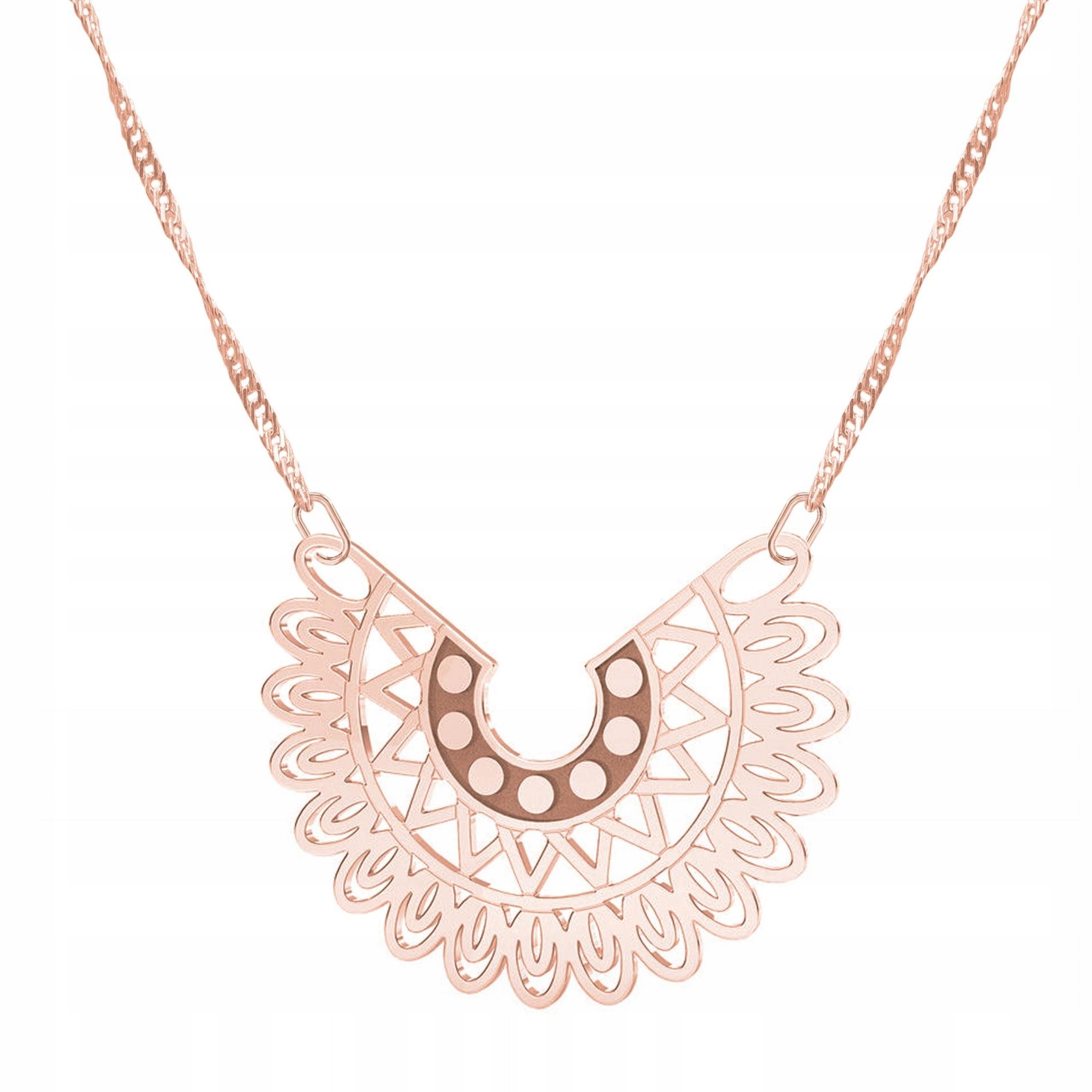 Náhrdelník Pozlacený Rozeta Ažurový Vzor Rozeta s Ažurem Stříbro 925