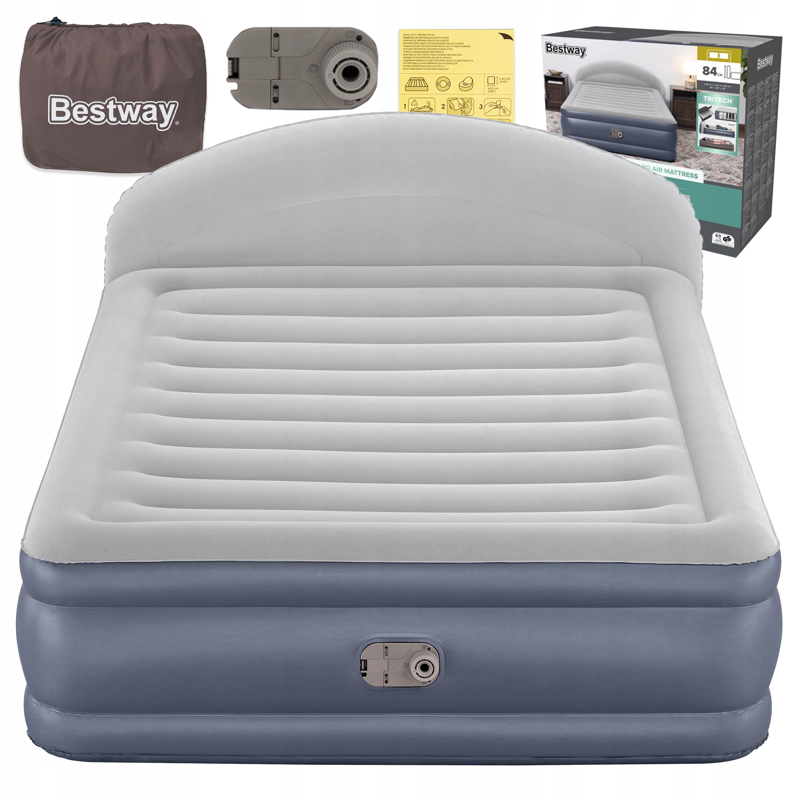 Matrace 229 x 152 x 84 CM S Pvc Velurovou Opěrkou Hlavy Bestway 671BD