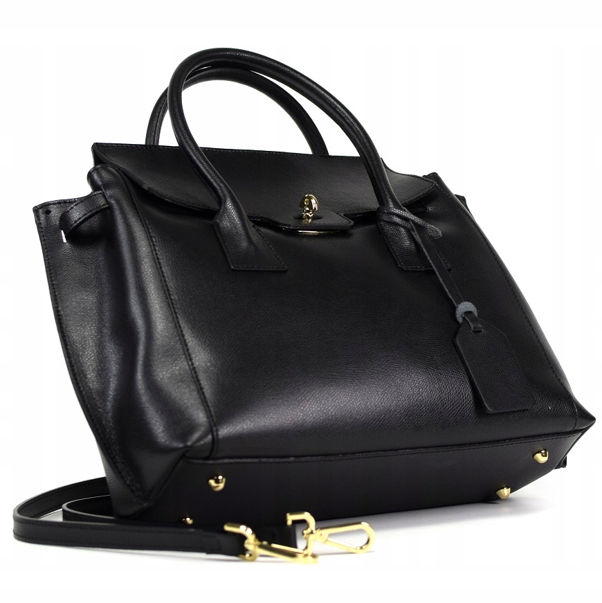 TOREBKA SKÓRA NATURALNA BORSE IN PELLE CZARNA DUŻA PREMIUM 014A Materiał dominujący skóra naturalna