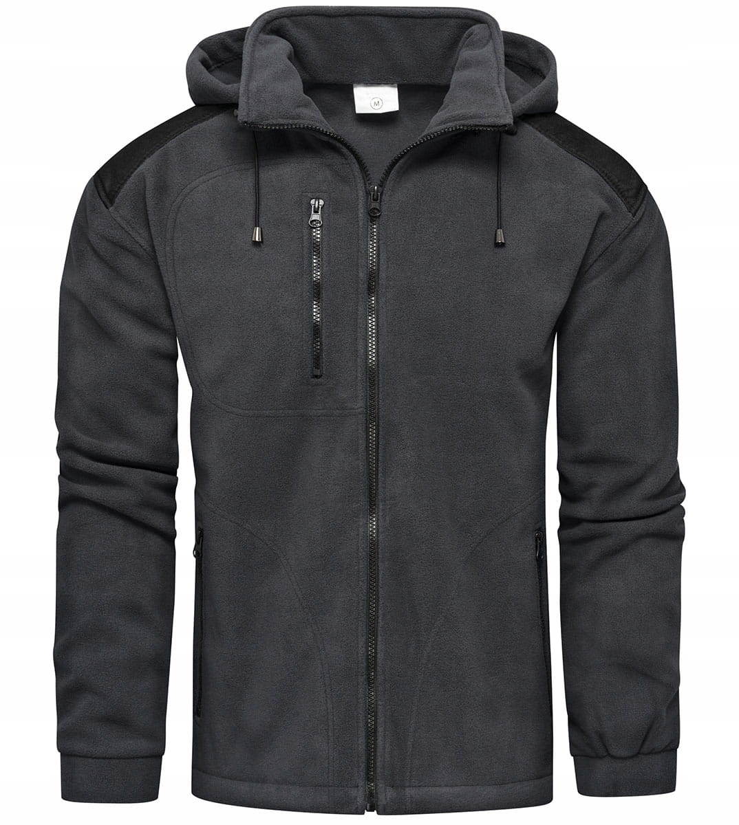 Pánský Polar, teplý a silný, rozepínací, s odnímatelnou kapucí, grafitový, velikost L