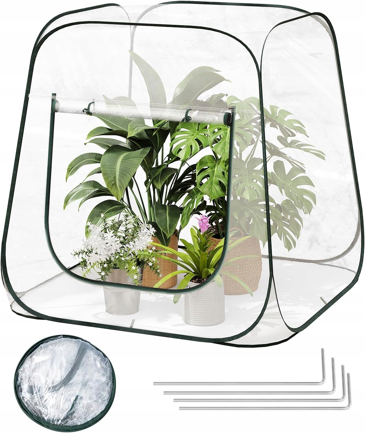 Mini zahradní skleník Woltu Pcv 100x100x97 cm, fóliový, průhledný