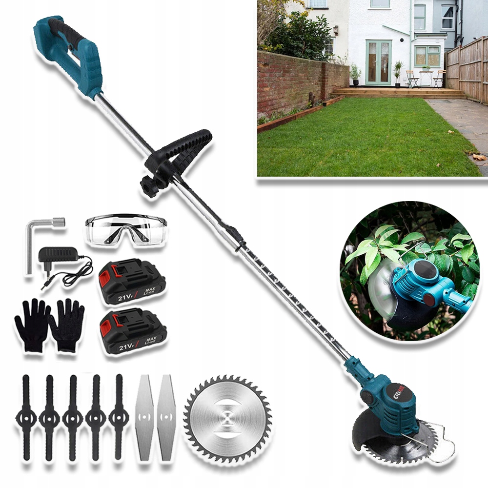 Kosiarka Ręczna 900W Akumulatorowa Podkaszarka Do Trawy 3 Rodzajami Ostrzy