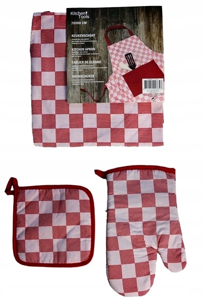 

Fartuch kuchenny rękawica chwytak Zestaw 3 w 1