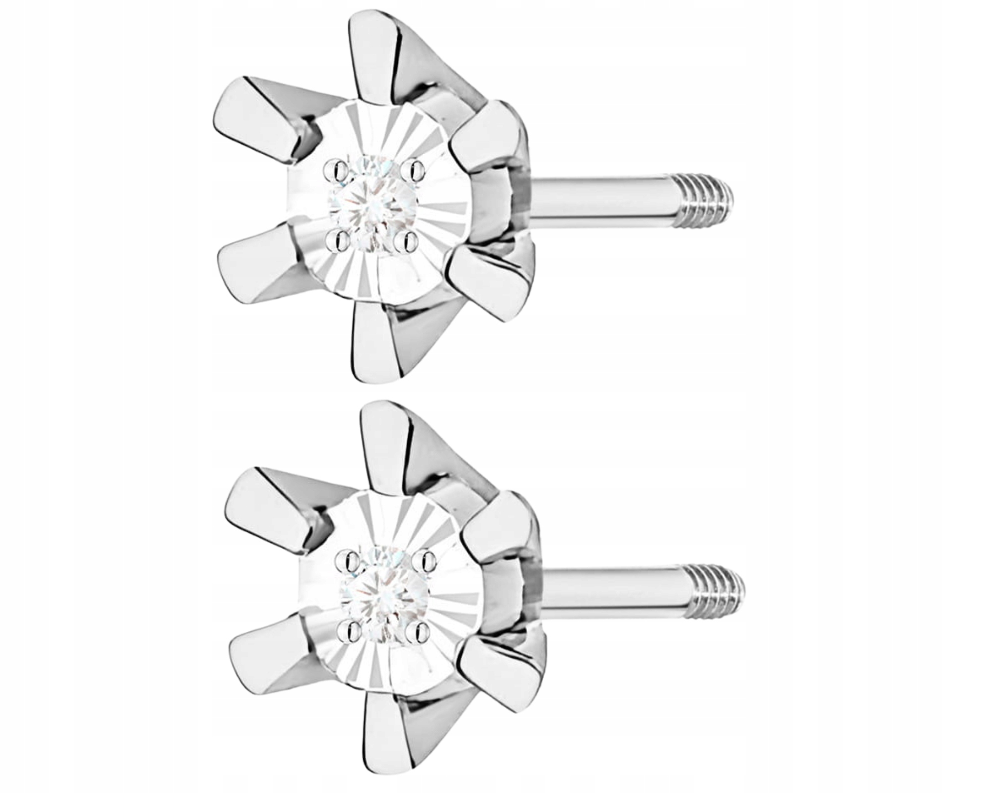 Bílé Zlato Náušnice Diamanty Šroubovací Tyčinka Zlato 585 Dárek