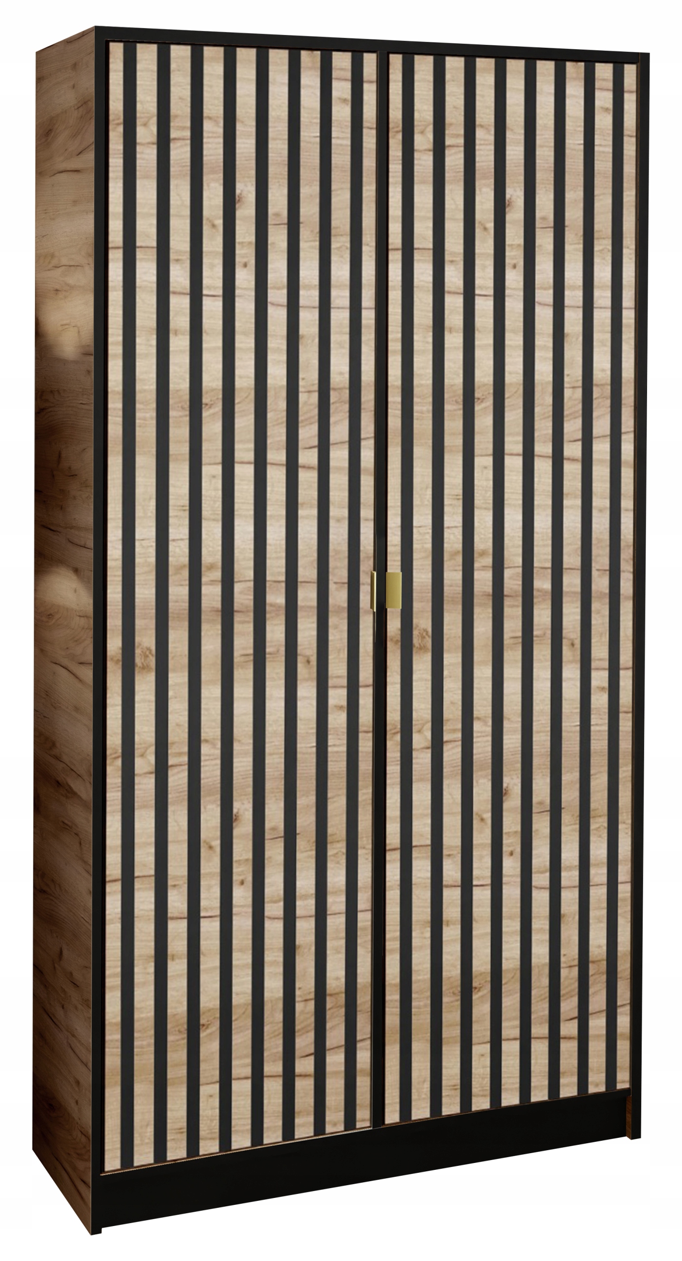 Skříň dvoudveřová šatní skříň Lumi 105 2D Dub Craft Vzor 3 zlatý úchyt