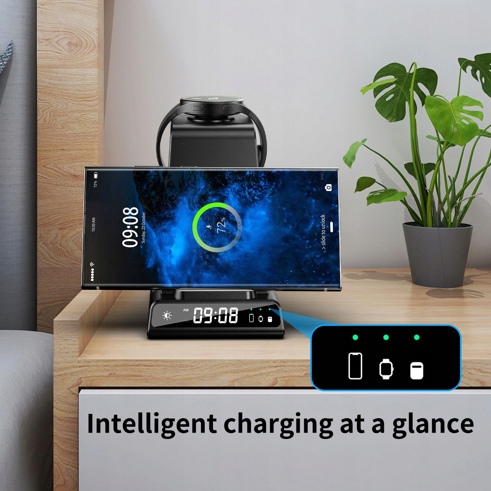 ZenGoose Ładowarka Bezprzewodowa 3w1 Galaxy S25 Ultra Watch 7 Buds — miniatura 4