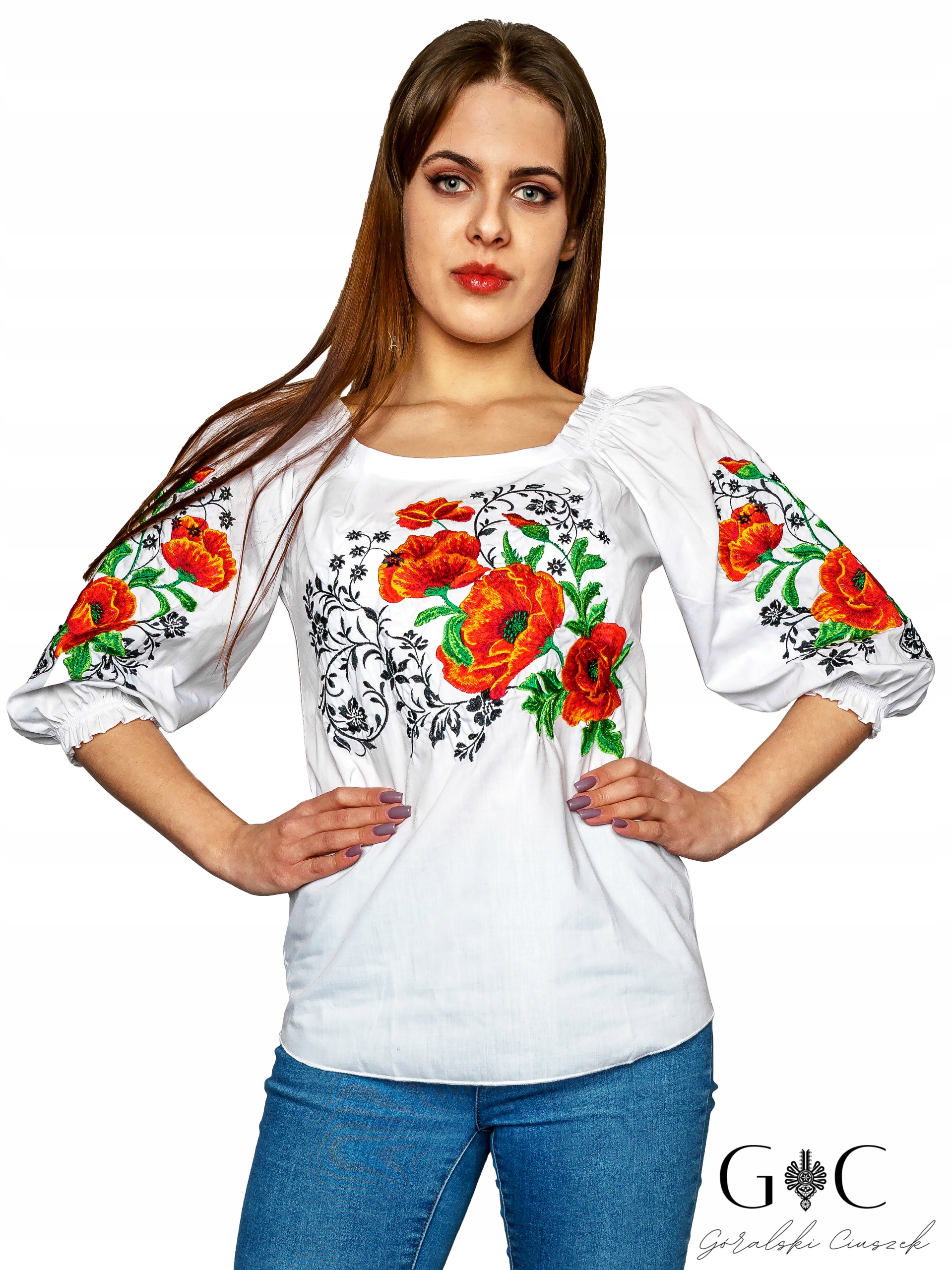 

Koszula góralska haftowana regionalna folkowa Maki