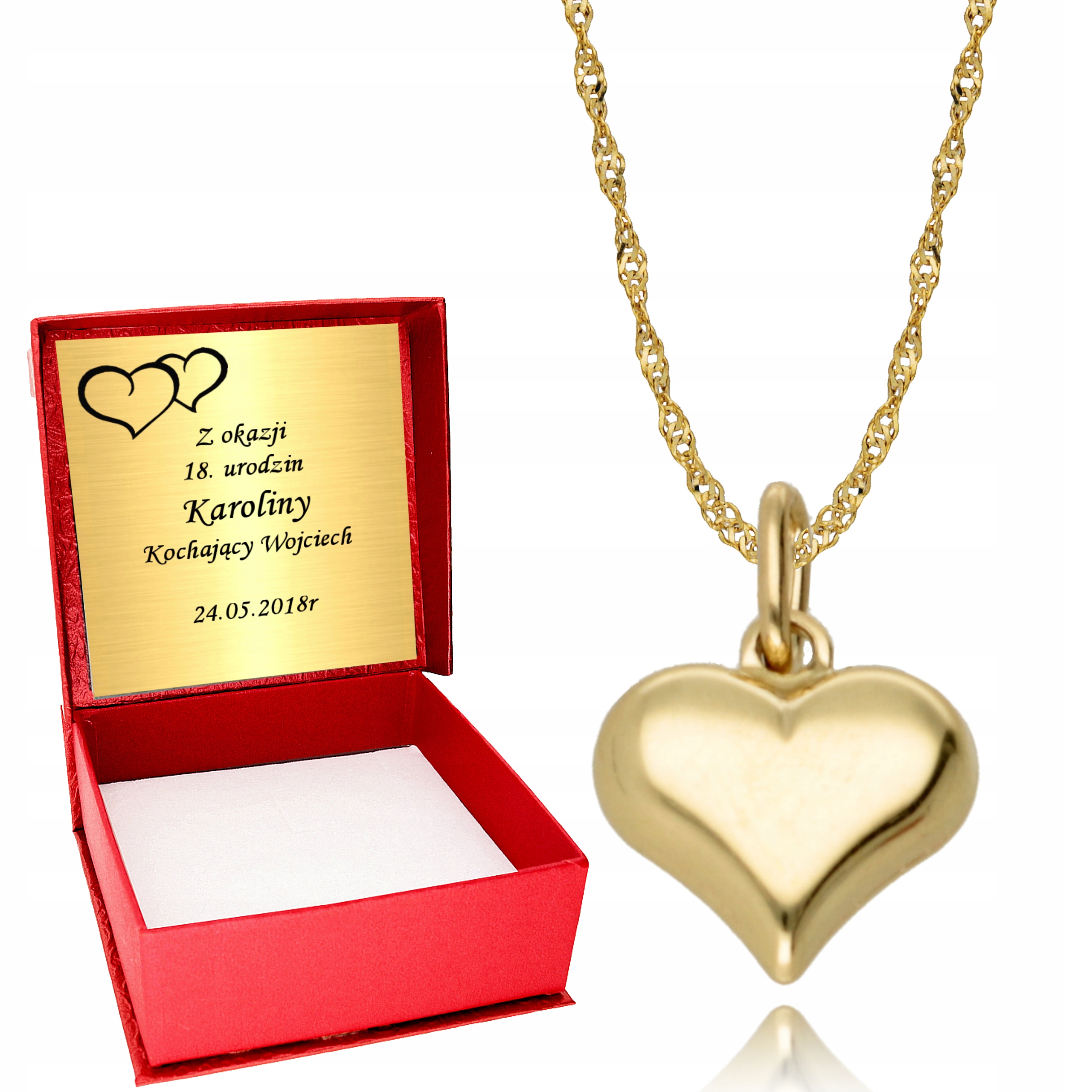 

Złoty Łańcuszek Pełne Serce 585 Serduszko Grawer