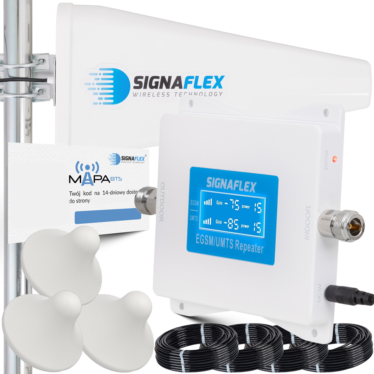 Sada zesilovače Egsm/umts White LS-EGW1 T1 20dBi 10 m 3x houba