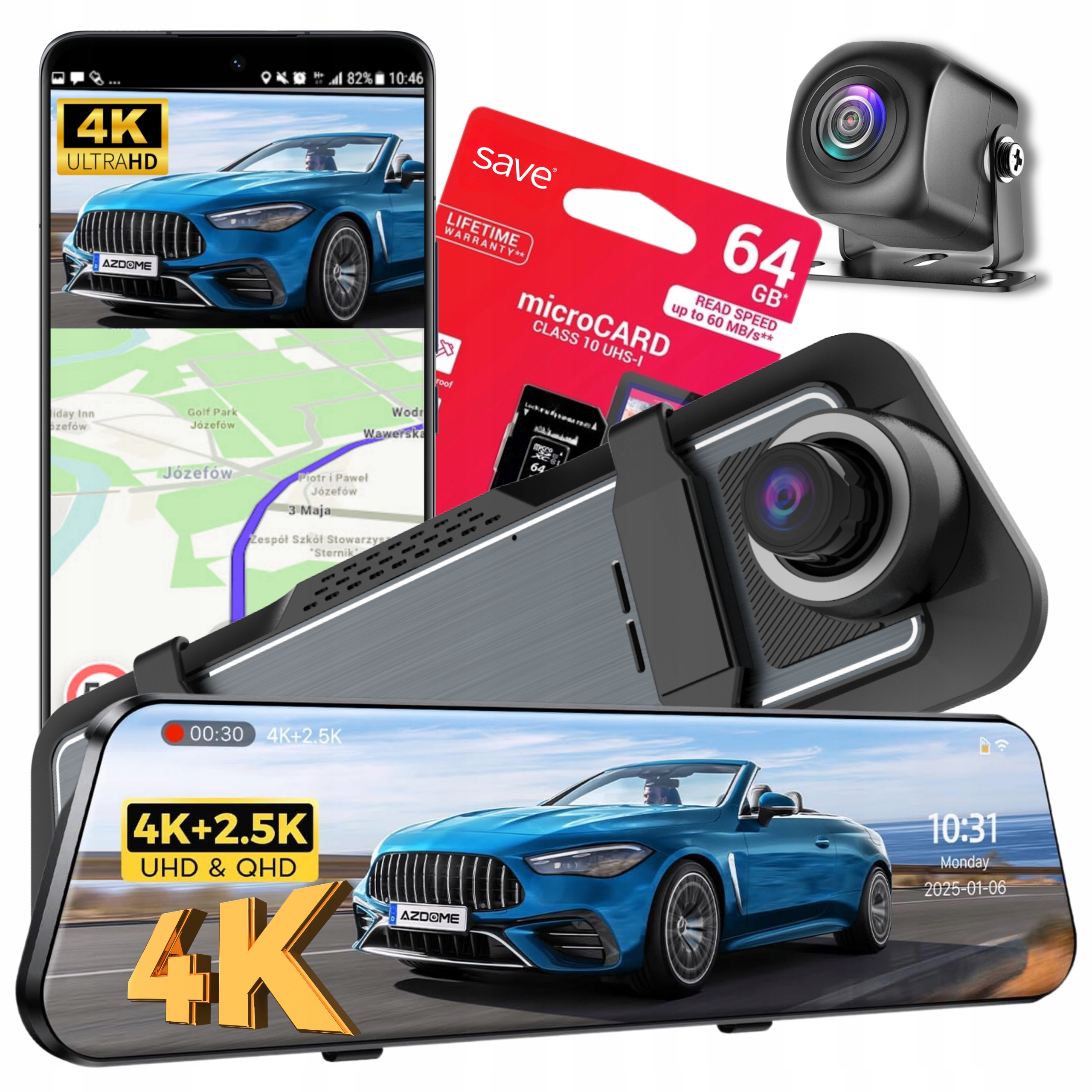Autokamera Videorekordér 4K 2K Sony Zrkadlo Záznamník Jazdy
