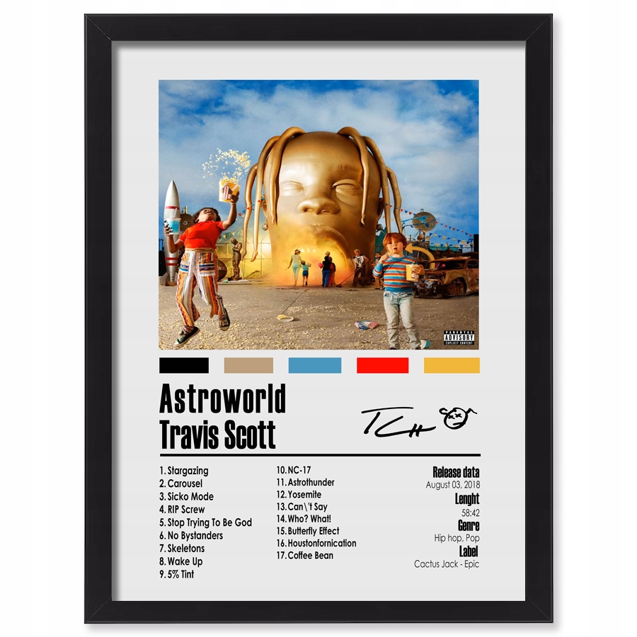 Travis Scott Astroworld Plakat Obraz z albumem w ramce 70x50 cm